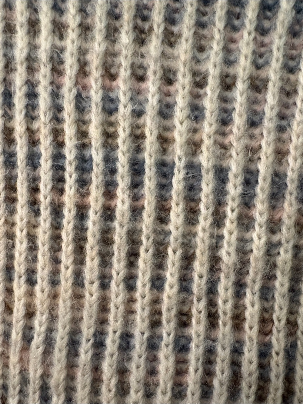 Relaxed Multicolored Ribbed Cowl-Neck Sweater - Picture 6 of 7